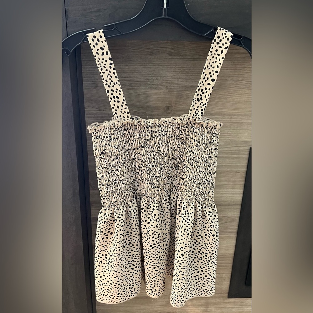 Polka Dot Smocked Women's Top boutique Adora NWT